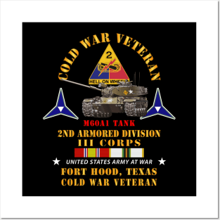 Cold War Vet - 2nd Armored Division - Ft Hood, TX  - M60A1 Tank w COLD SVC Posters and Art